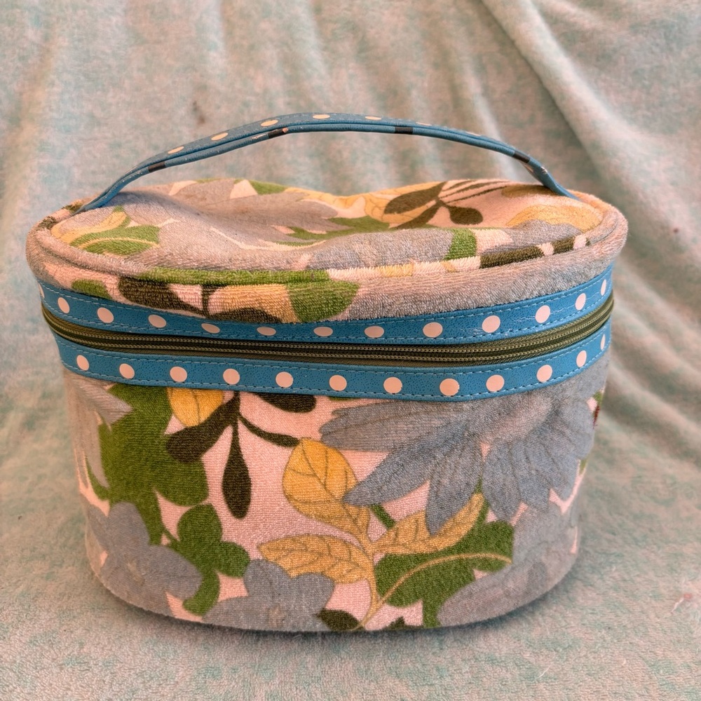 TRINA Yellow and Green Floral Terry Cloth Cosmetic Bag